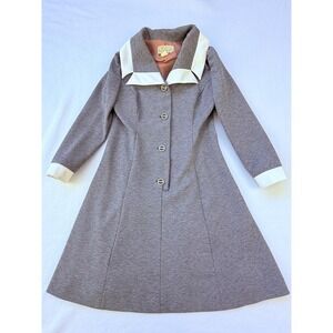 Fred Rothschild Vintage Button Front Dress‎ Womens XS Grey Retro 60s British Mod